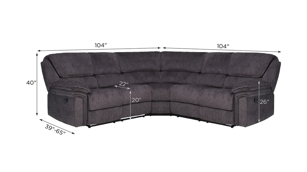 Portman 3-pc. Reclining Sectional Dimensions