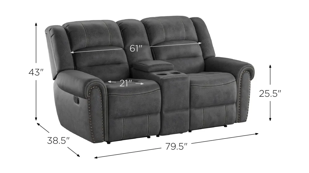 Baldwin Reclining Console Loveseat Dimensions