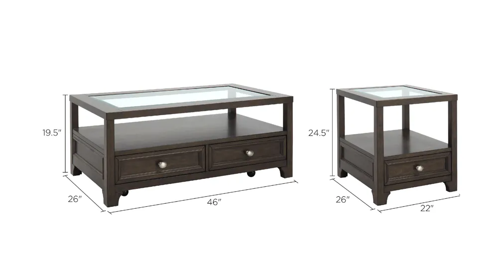 Whitwell 3-pc. Occasional Tables Dimensions