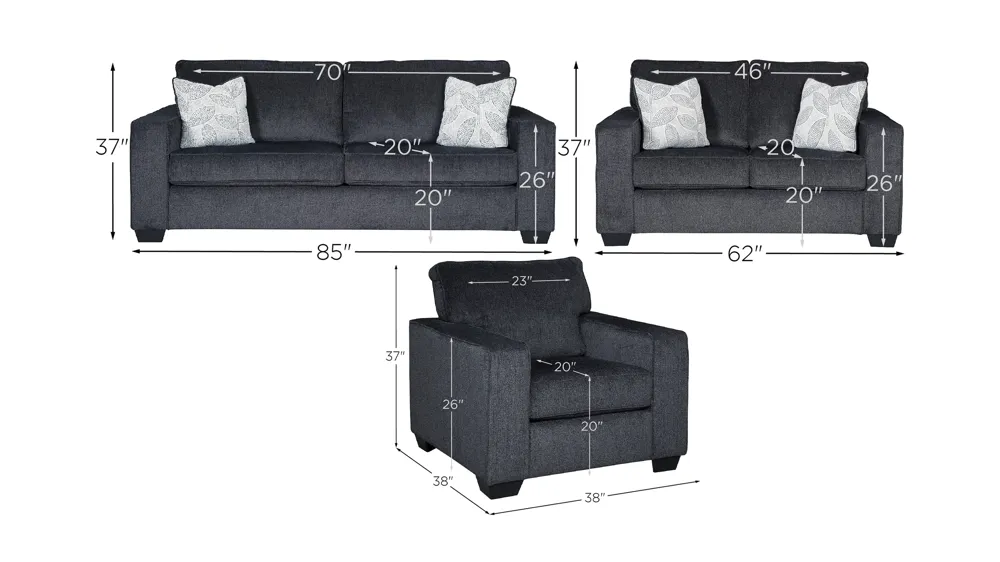Adelson Living Room Set Dimensions