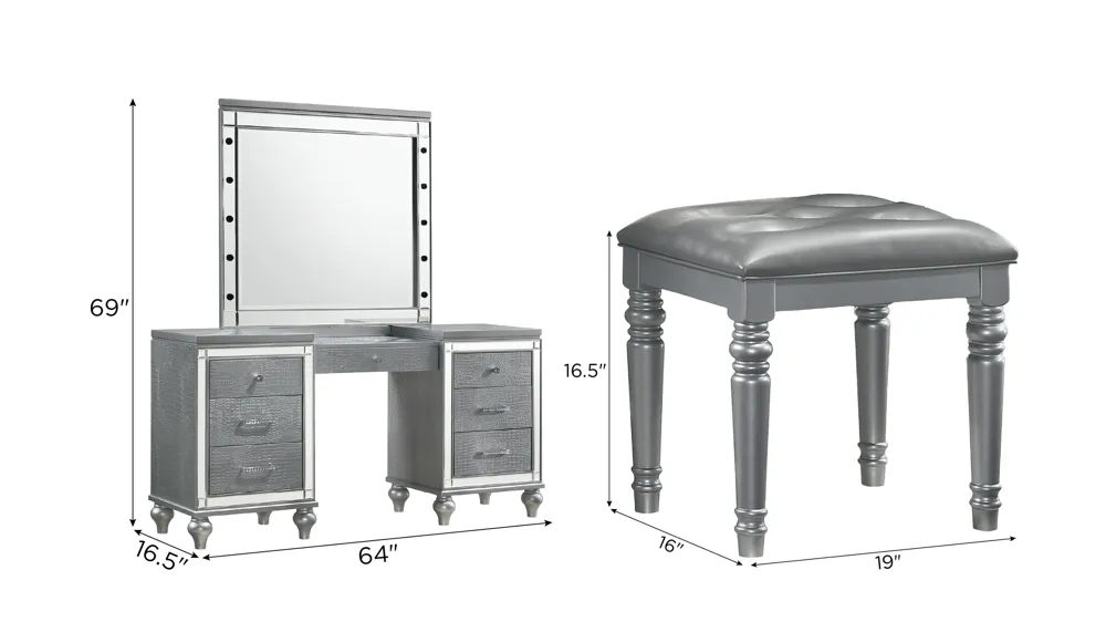 Valentino 3-pc. Vanity Set Dimensions