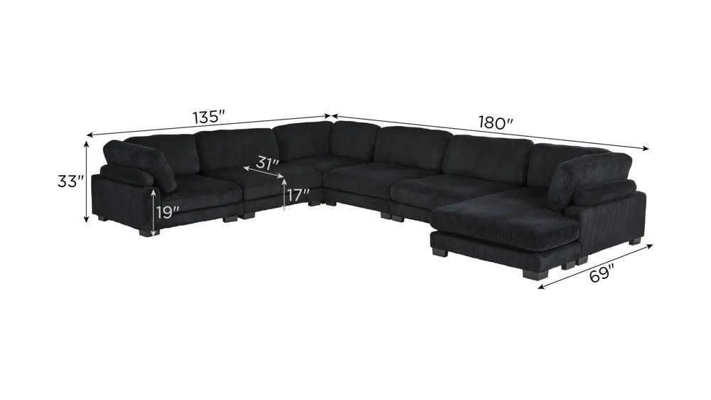 Maverick 6-pc. Sectional Dimensions