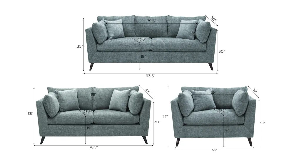 Caruso Living Room Set Dimensions