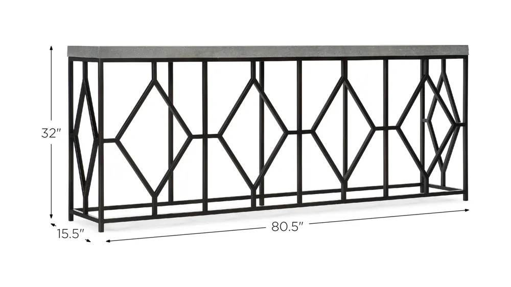 Ciao Bella Metal and Faux Concrete Console Table Dimensions