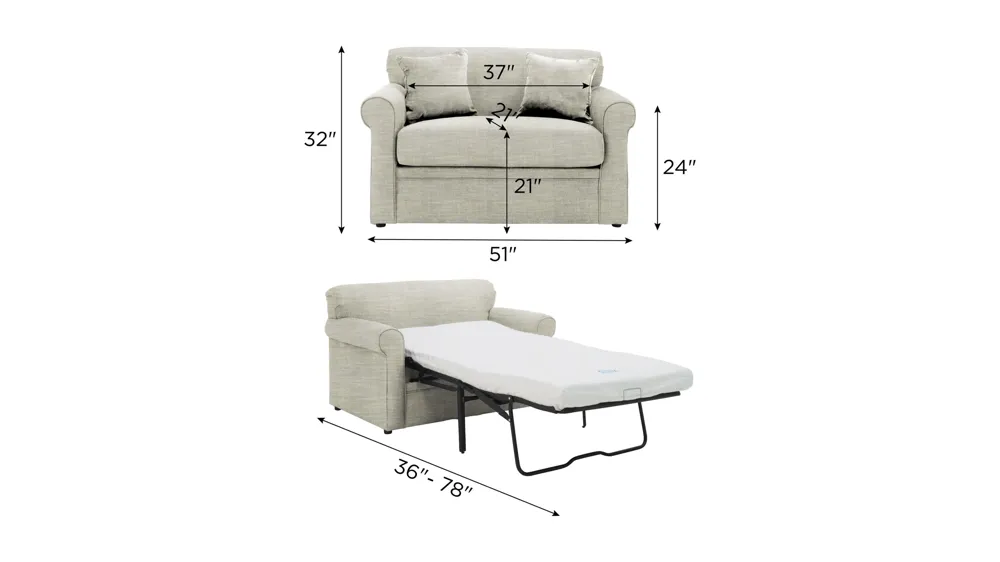 Luann Twin Sleeper Sofa Dimensions