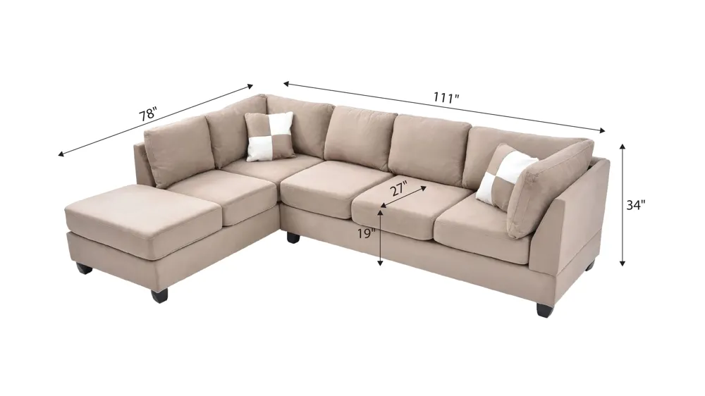 Malone 2-pc. Reversible Sectional Sofa Dimensions