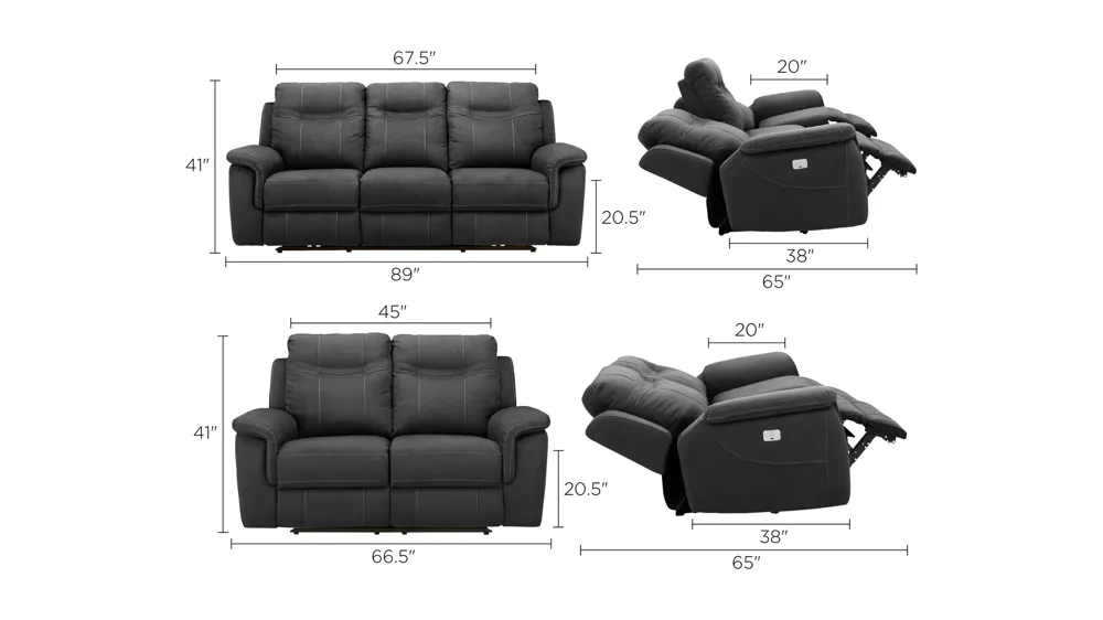 Stanfield Dual Power Living Room Set Dimensions