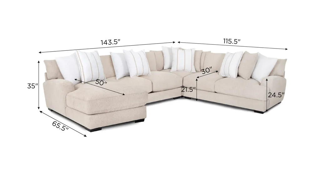 Carter 4-pc. Sectional Dimensions