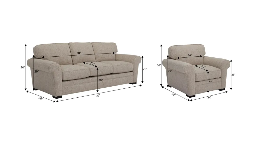 Artemis III 3-pc. Living Room Set Dimensions