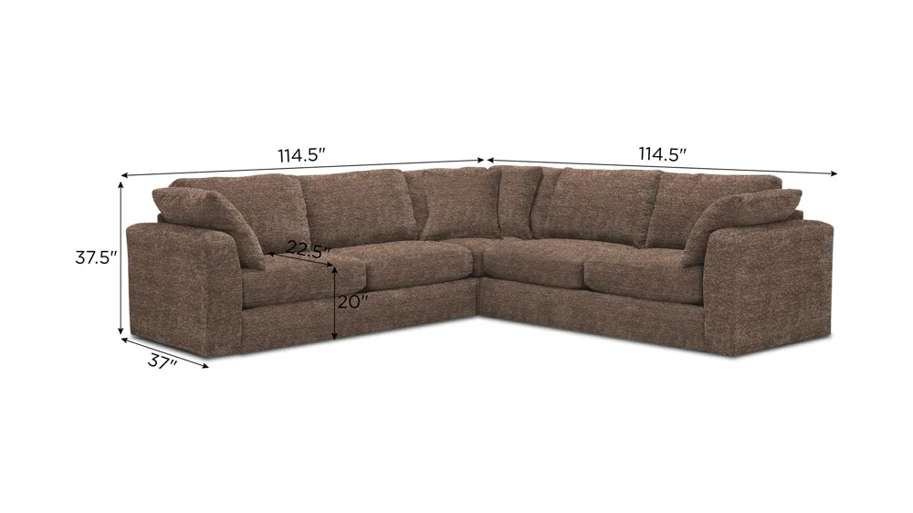 Nappily 3-pc. Sectional Dimensions