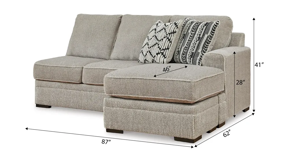 Calnita Right Arm Facing Sofa Chaise Dimensions