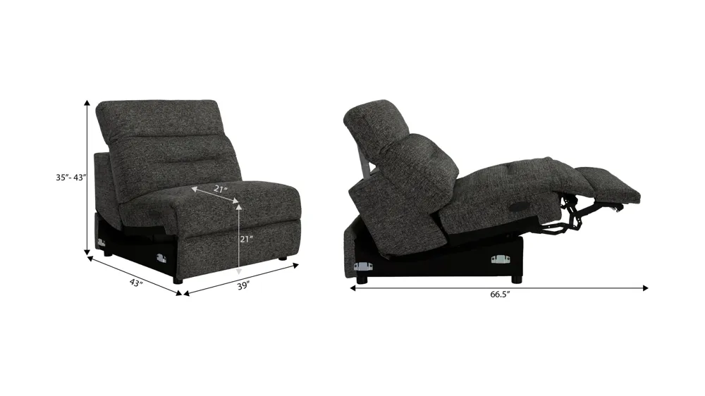 Bradbury Armless Dual Power Recliner Dimensions