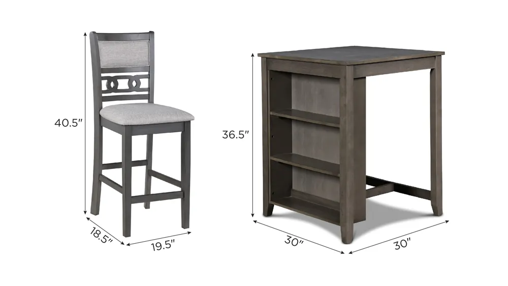 Millie 3-pc. Counter Dining Set Dimensions