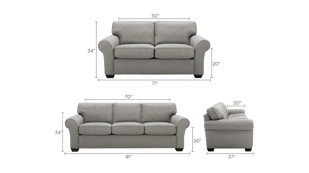 Tenley 2-pc. Sofa and Loveseat Set Dimensions