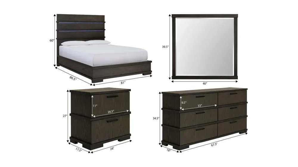 Gunnar 4-pc. Bedroom Set Dimensions