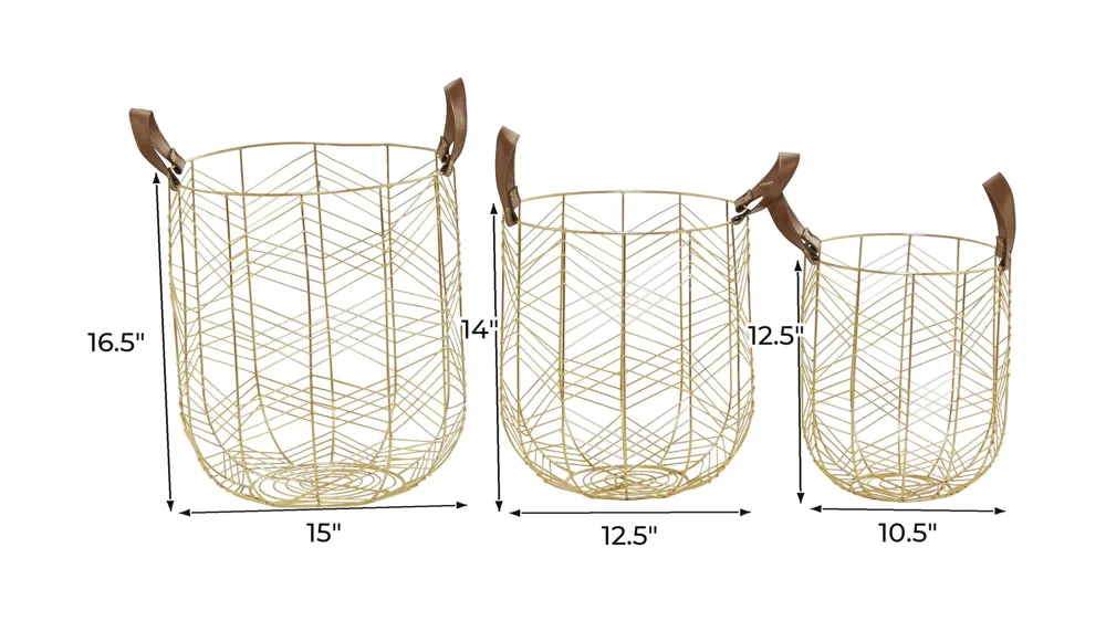 Ivy Collection Trotabout Baskets - Set of 3 Dimensions