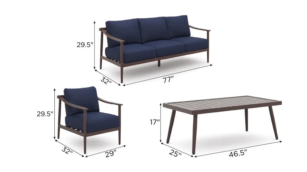 Moana 4-PC Patio Conversation Set Dimensions