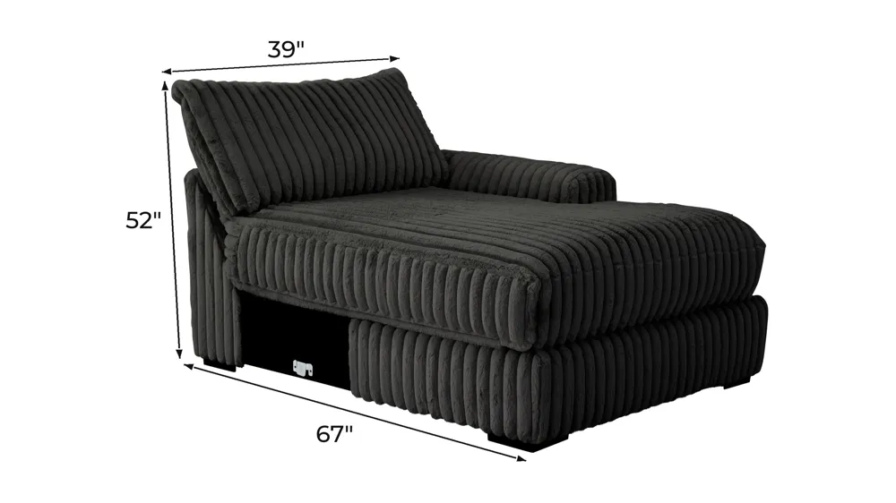 Onyx Moon Right Arm Facing Chaise Dimensions