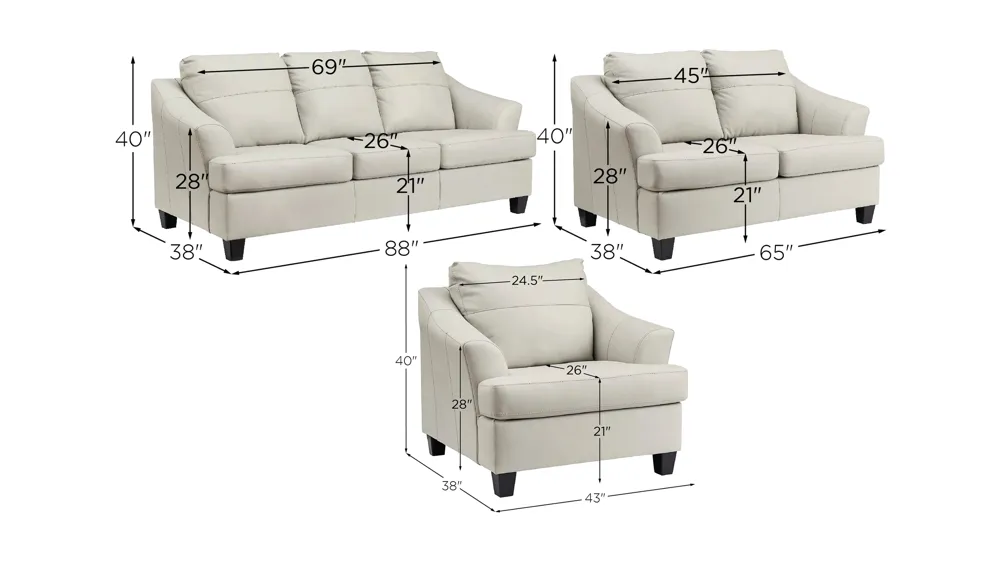 Grant Living Room Set Dimensions