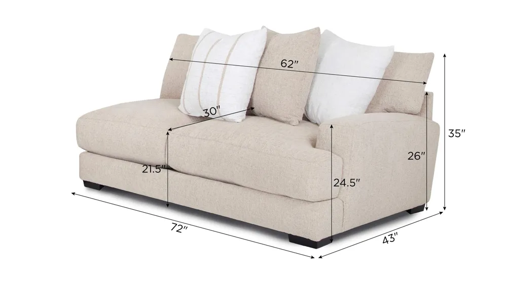 Carter Right-Arm-Facing Loveseat Dimensions