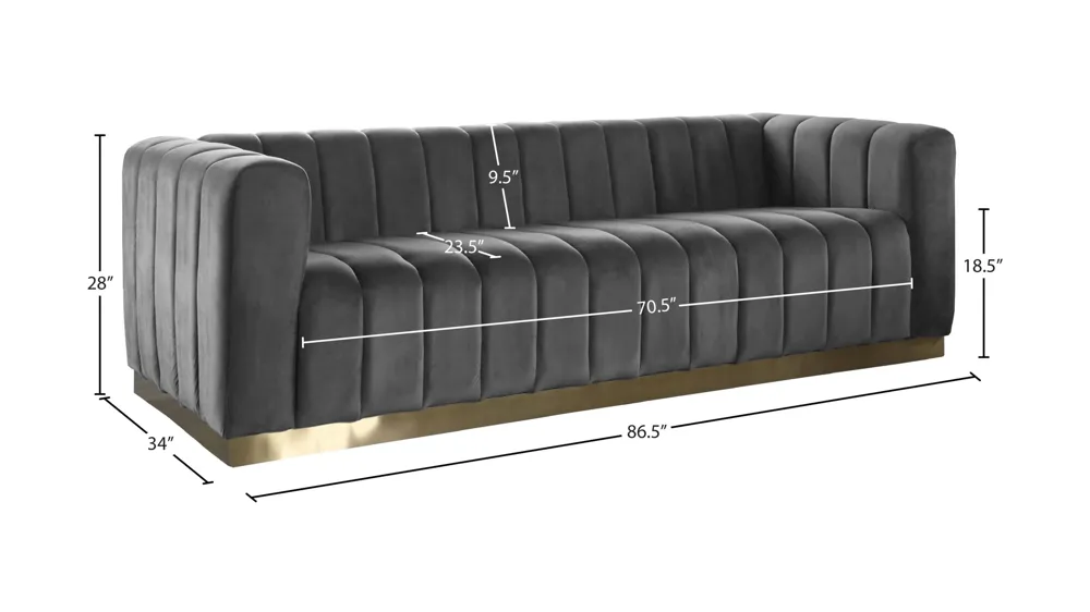 Marlon Velvet Sofa Dimensions