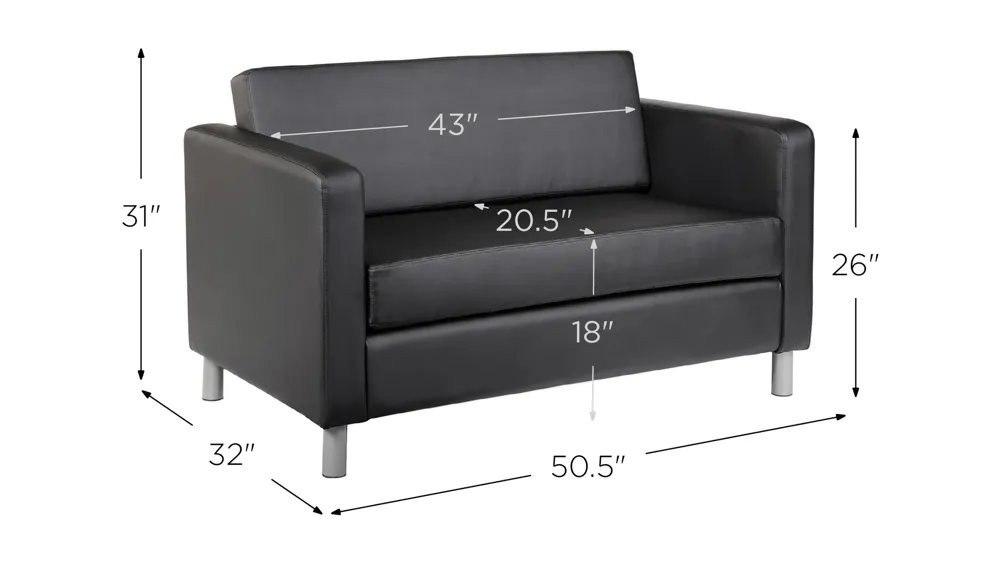 Define Collection Loveseat by OfficeSource Dimensions