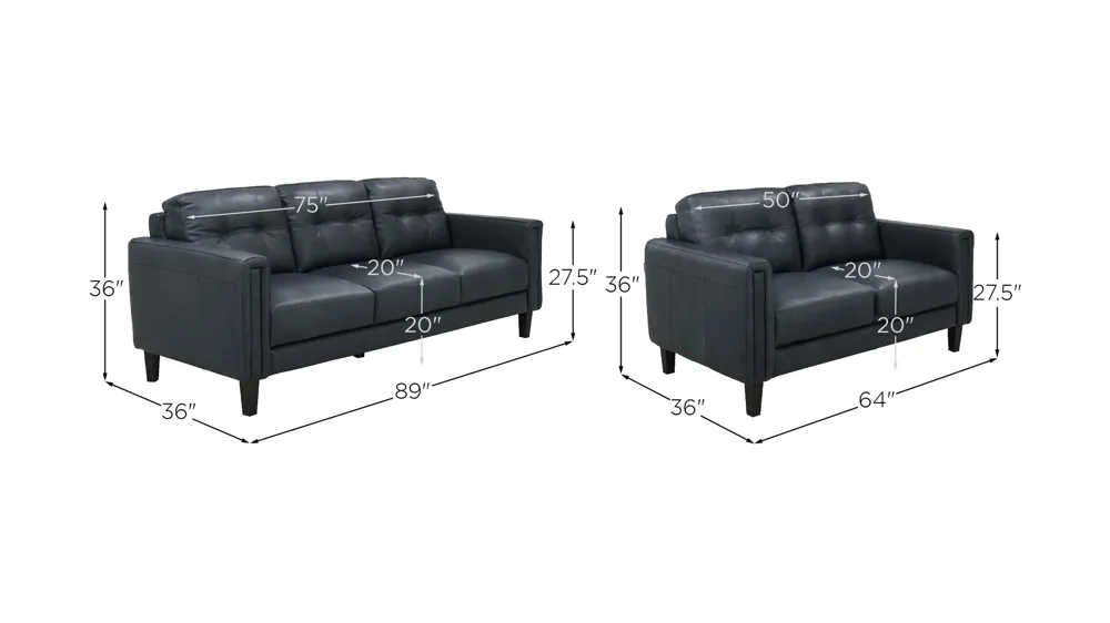 Salerno Living Room Set Dimensions