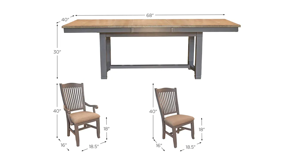 Port Townsend 7-pc. Rectangular Trestle Upholstered Dining Set Dimensions
