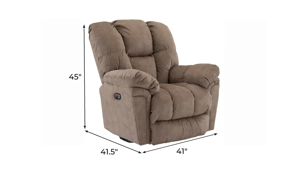 Leroy Swivel Glider Recliner w/ Power Headrest Dimensions