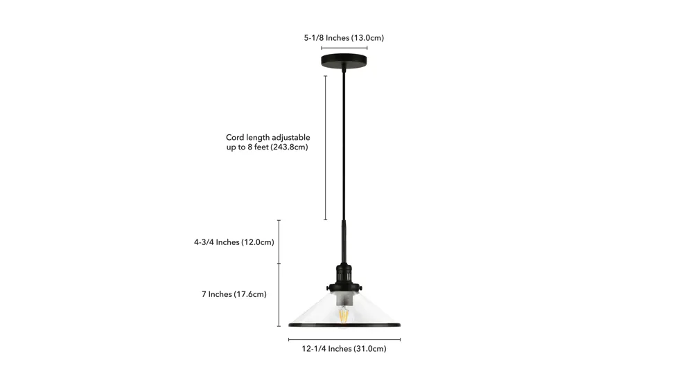 Renzo Clear Glass Pendant Dimensions