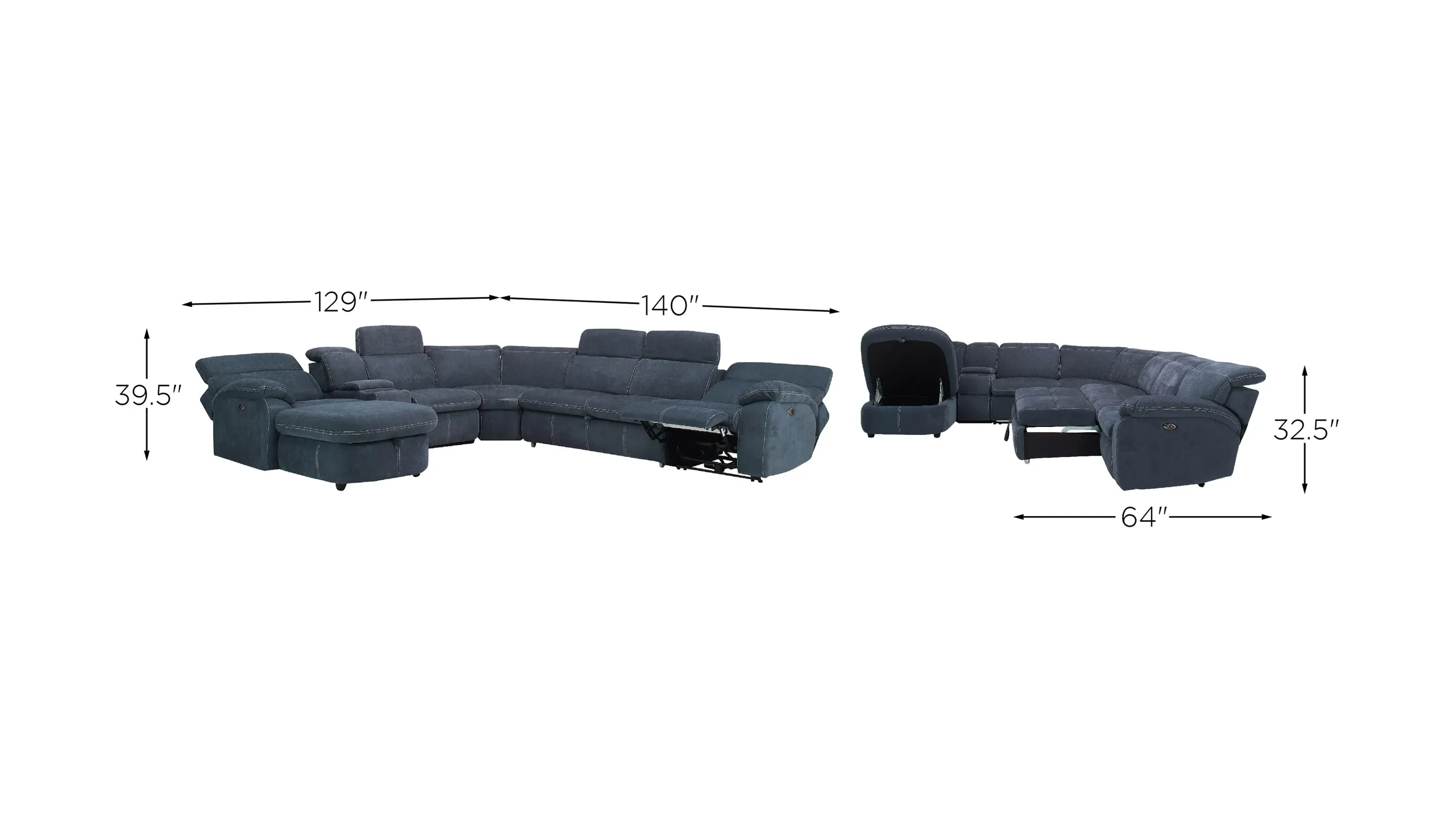 Enbright Microfiber 6-pc. Power-Reclining Sectional w/ Pop-Up