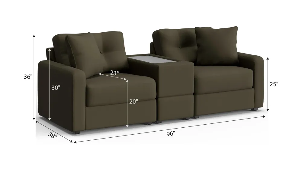 ModularOne 3-pc. Console Loveseat Dimensions