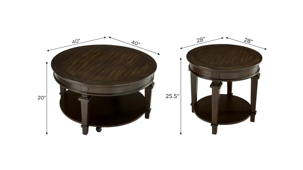 Conrad 3-pc. Occasional Tables Dimensions