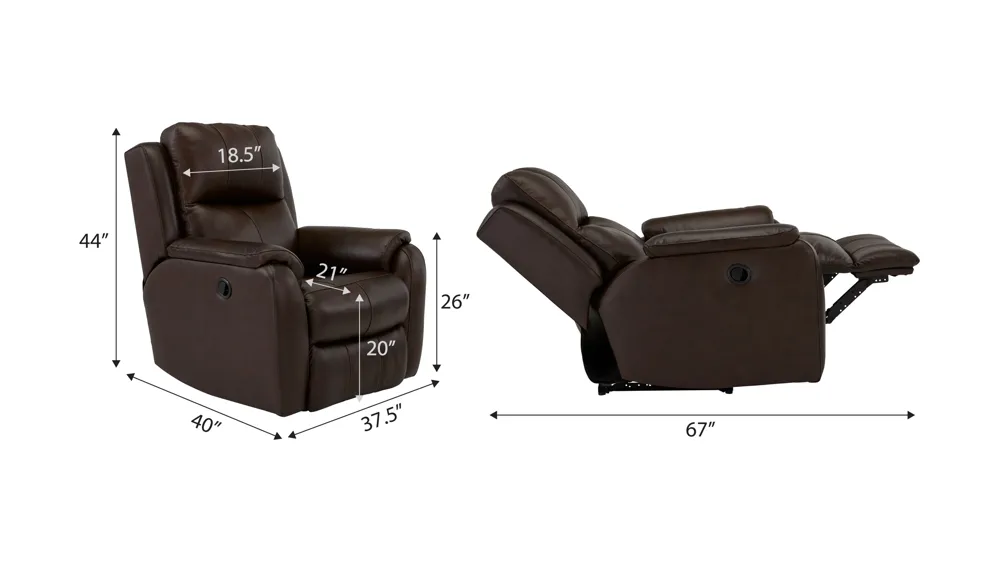 Stevens Leather Recliner Dimensions