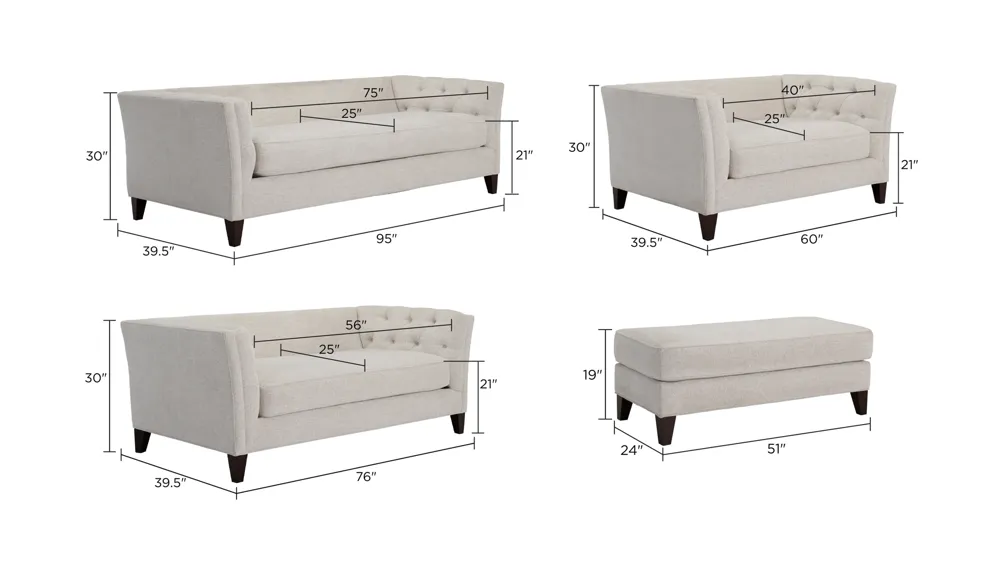 Callie Living Room Set Dimensions