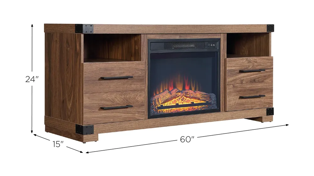 Richmond 60" TV Console with Fireplace Dimensions