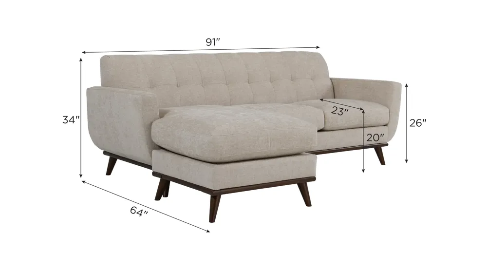 Milo Reversible Sofa Chaise Dimensions