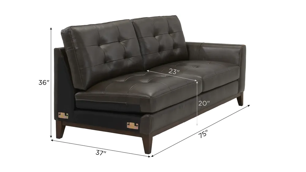 Wheaton Leather Right Arm Facing Loveseat Dimensions