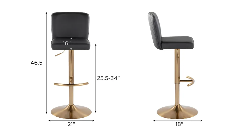 Henry Adjustable Barstool - Set of 2 Dimensions