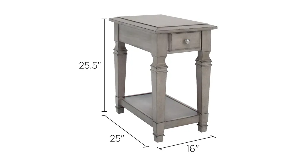 Lucette Rectangular Chairside Table Dimensions