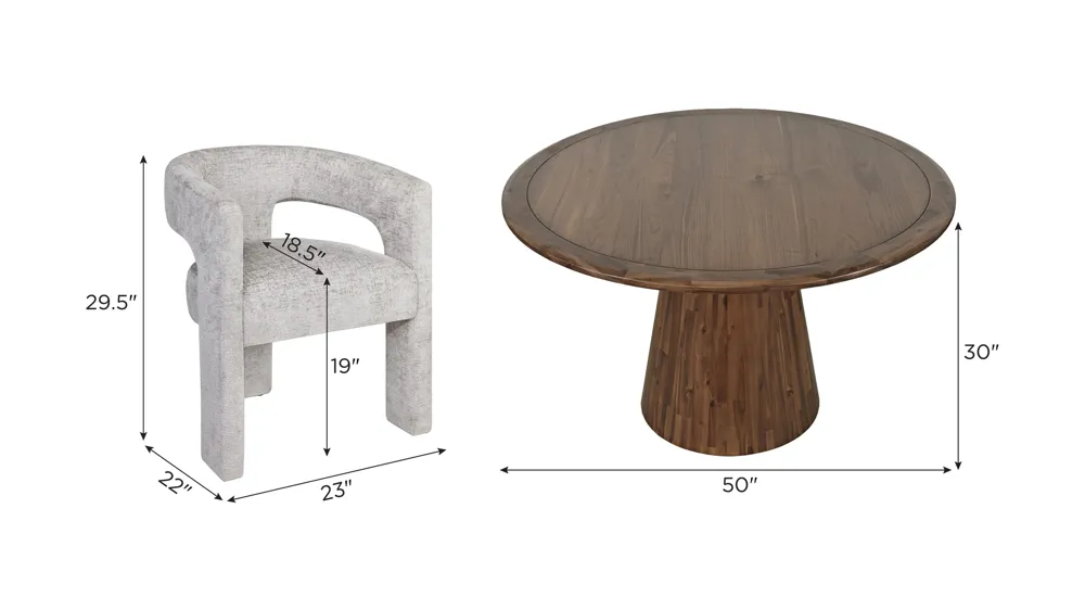 Gwen Dining Set -5pc. Dimensions