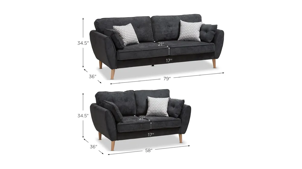 Miranda 2-pc. Living Room Set Dimensions
