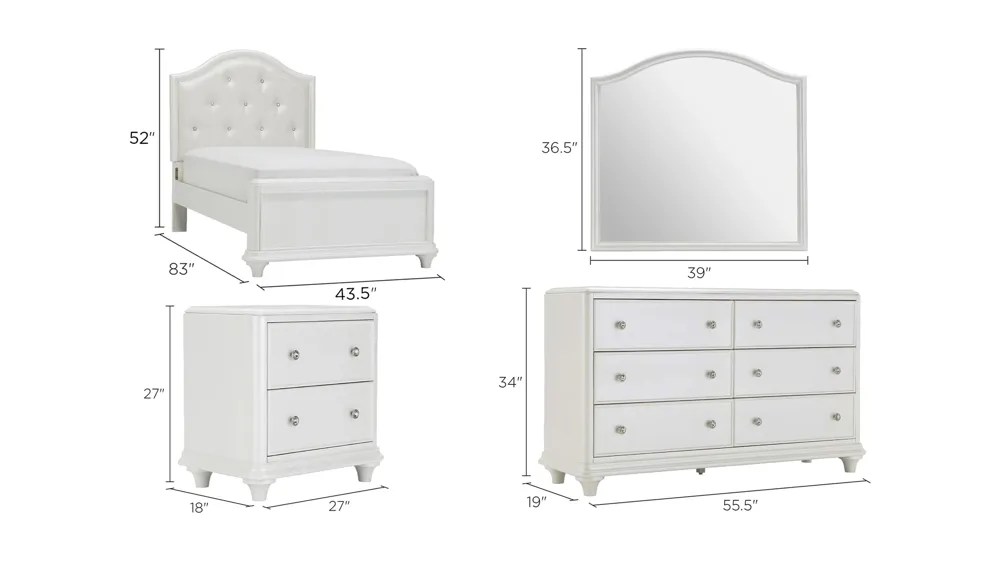 Joscelyne 4-pc. Bedroom Set Dimensions