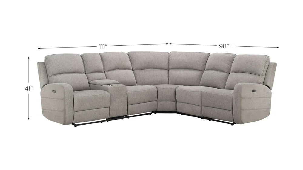 Everitt Chenille 3-pc. Power Sectional Dimensions