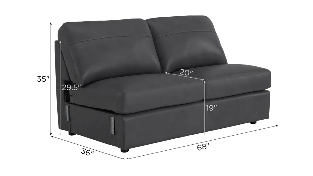 Harley Leather Armless Queen Sleeper Dimensions