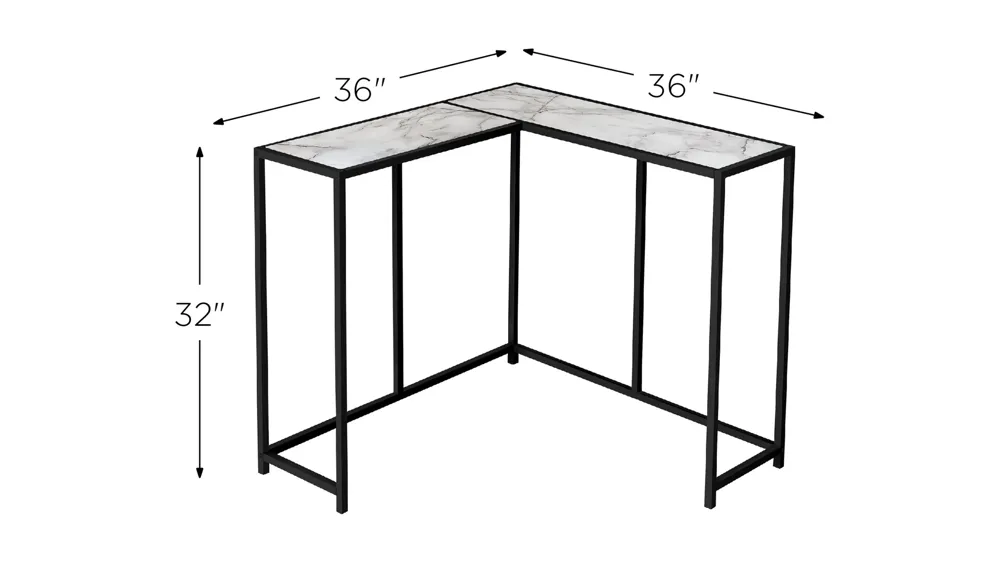Sanza L-Shaped Console Table Dimensions