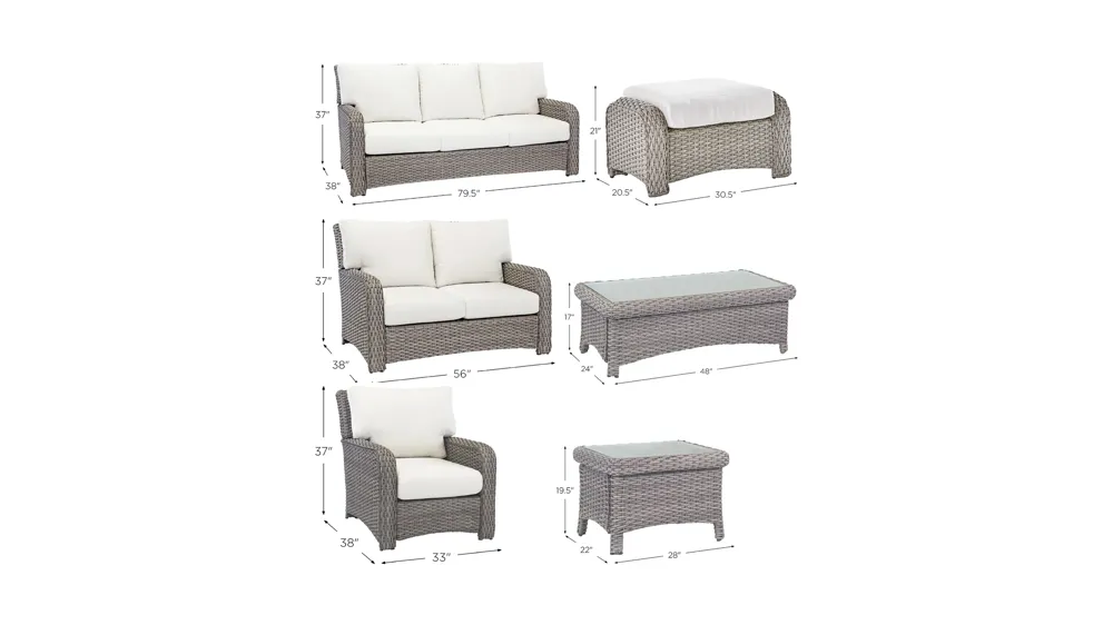 St Tropez 6-pc. Outdoor Living Set Dimensions