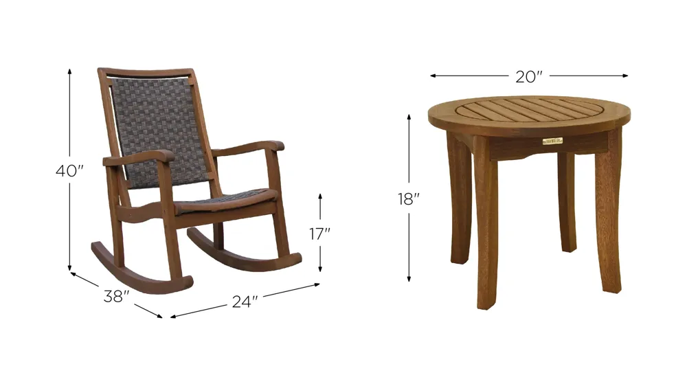 Ocean Ave 3-pc. Outdoor Seating Set Dimensions