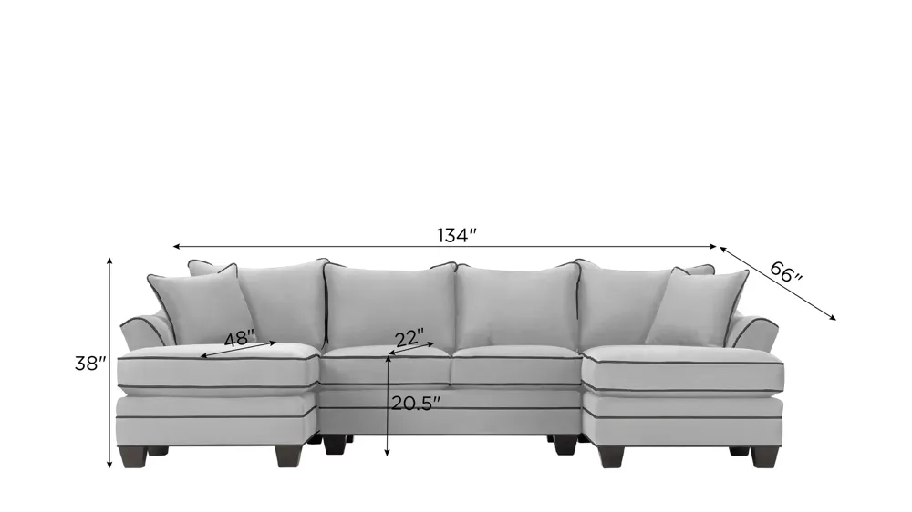 Foresthill 3-pc. Symmetrical Chaise Sectional Sofa Dimensions