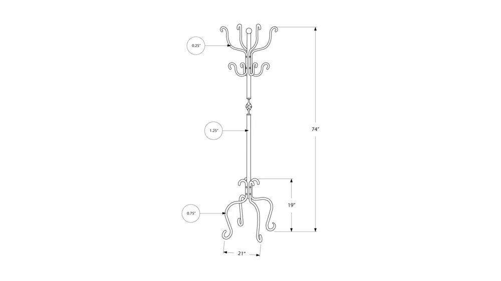 Monarch Specialties Coat Rack Dimensions